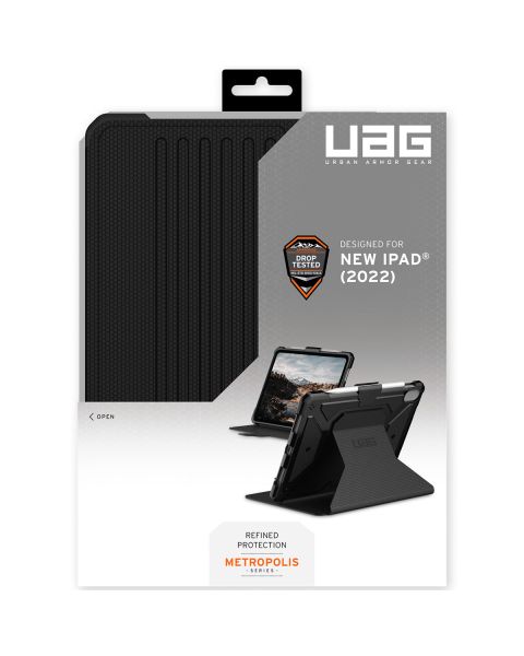 UAG Metropolis Bookcase iPad 10.9 (2022) - Zwart / Schwarz / Black