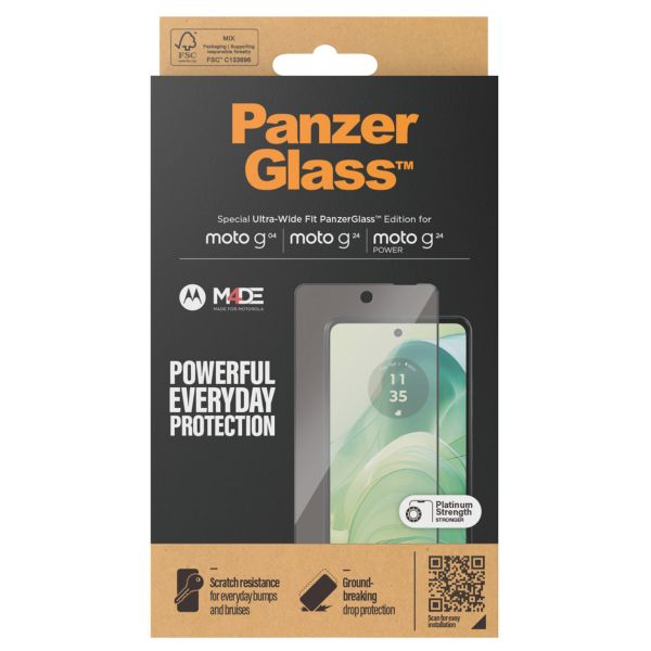 PanzerGlass Ultra-Wide Fit Anti-Bacterial Screenprotector Motorola Moto G04 / G24 / G24 Power