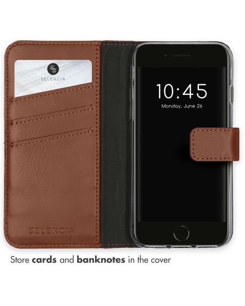 Selencia Echt Lederen Bookcase iPhone SE (2022 / 2020) / 8 / 7 / 6(s)