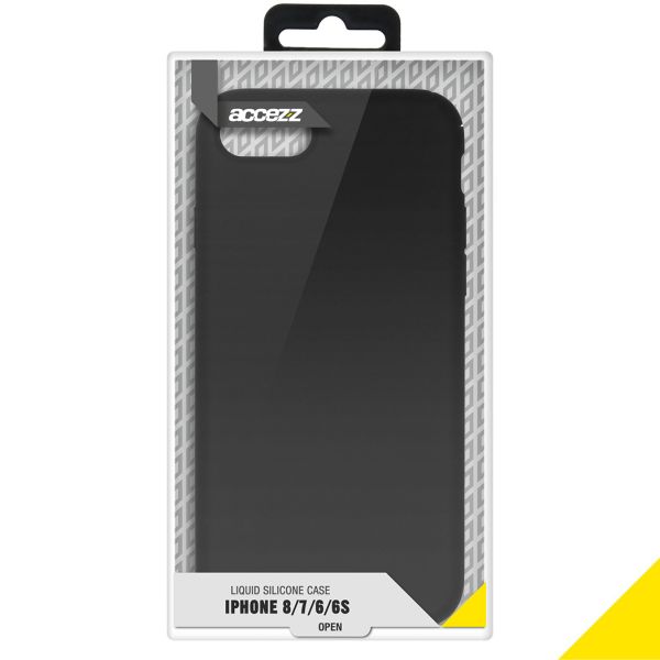 Accezz Liquid Silicone Backcover iPhone SE (2022 / 2020) / 8 / 7 - Zwart / Schwarz / Black