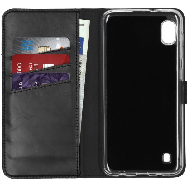 Echt Lederen Booktype Samsung Galaxy A10 - Zwart - Zwart / Black