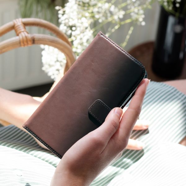 Selencia Echt Lederen Bookcase Samsung Galaxy A12 - Bruin / Braun  / Brown