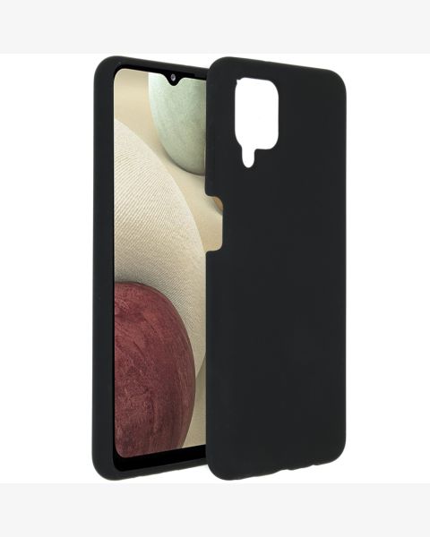 Accezz Liquid Silicone Backcover Samsung Galaxy A12 - Zwart / Schwarz / Black