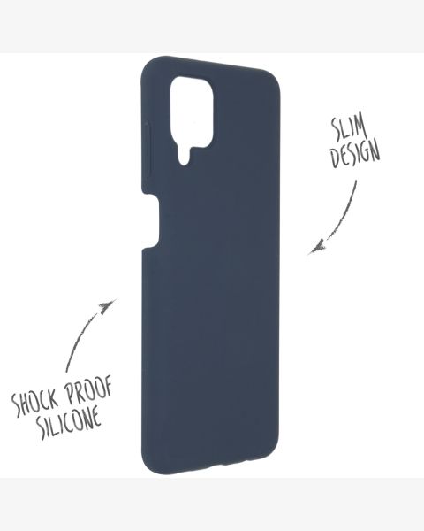 Accezz Liquid Silicone Backcover Samsung Galaxy A12 - Donkerblauw / Dunkelblau  / Dark blue
