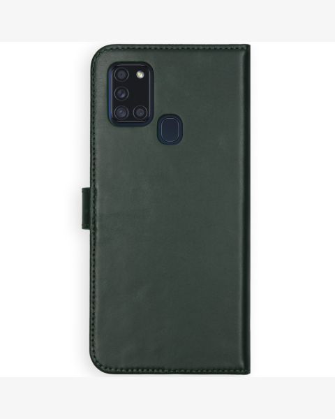 Selencia Echt Lederen Bookcase Samsung Galaxy A21s - Groen / Grün  / Green