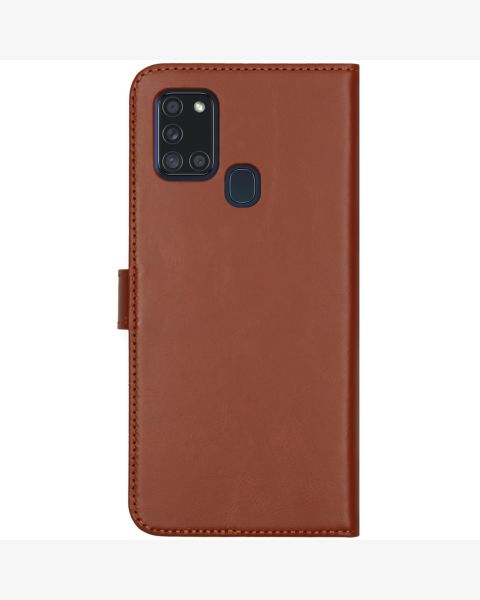 Selencia Echt Lederen Bookcase Samsung Galaxy A21s - Lichtbruin / Hellbraun  / Light Brown