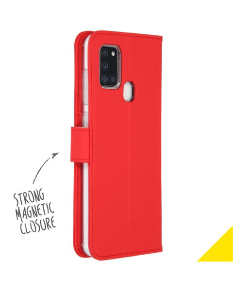 Accezz Wallet Softcase Bookcase Samsung Galaxy A21s - Rood / Rot / Red
