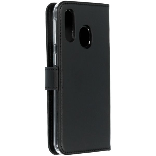Selencia Echt Lederen Bookcase Samsung Galaxy A40 - Zwart / Schwarz / Black