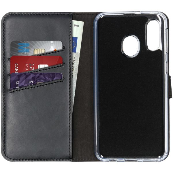 Selencia Echt Lederen Bookcase Samsung Galaxy A40 - Zwart / Schwarz / Black