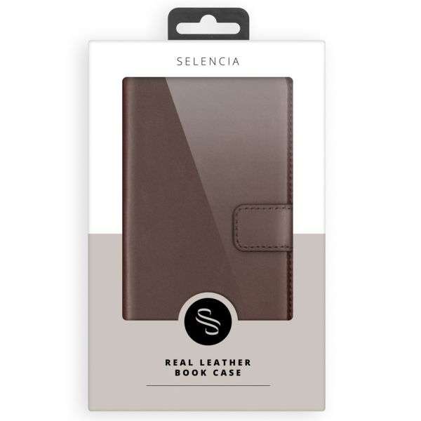 Selencia Echt Lederen Bookcase Samsung Galaxy A40 - Bruin / Braun  / Brown
