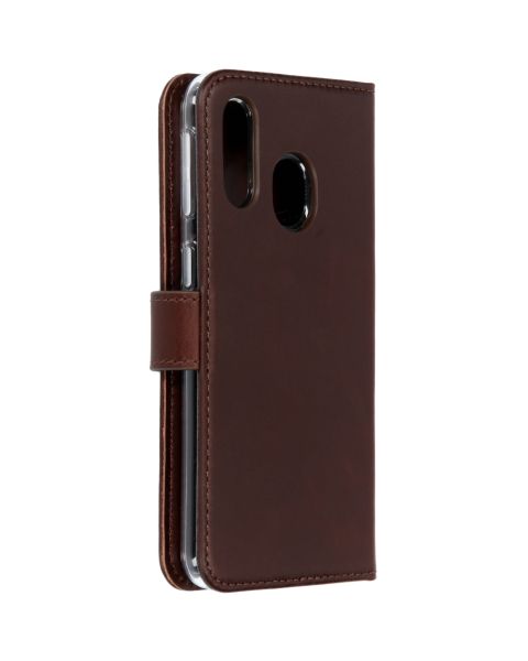 Selencia Echt Lederen Bookcase Samsung Galaxy A40 - Bruin / Braun  / Brown