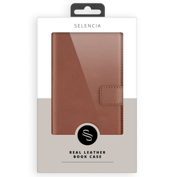 Selencia Echt Lederen Bookcase Samsung Galaxy A40 - Lichtbruin / Hellbraun  / Light Brown