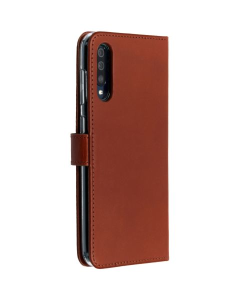 Selencia Echt Lederen Bookcase Samsung Galaxy A50 / A30s - Lichtbruin / Hellbraun  / Light Brown