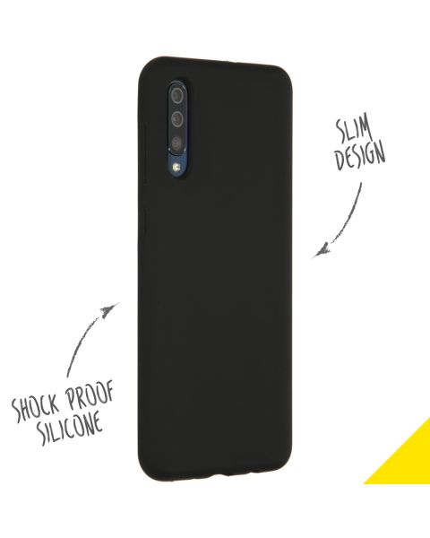 Accezz Liquid Silicone Backcover Samsung Galaxy A50 / A30s - Zwart / Schwarz / Black