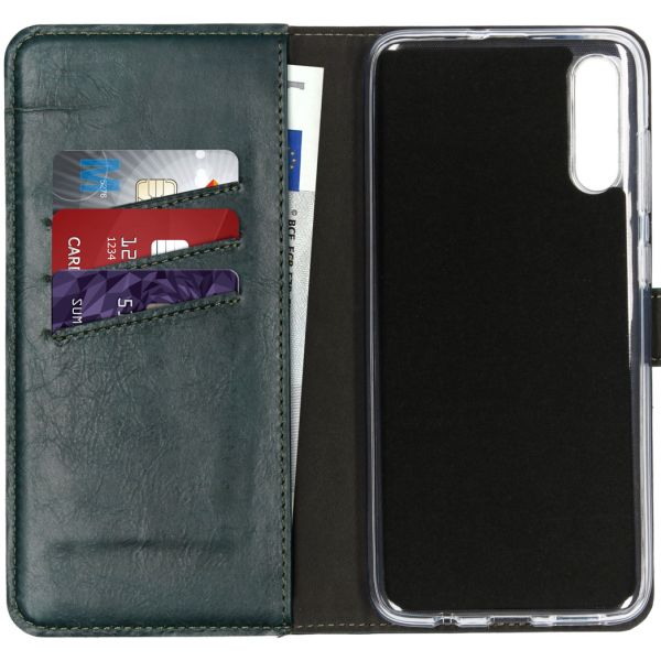 Selencia Echt Lederen Bookcase Samsung Galaxy A70 - Groen / Grün  / Green