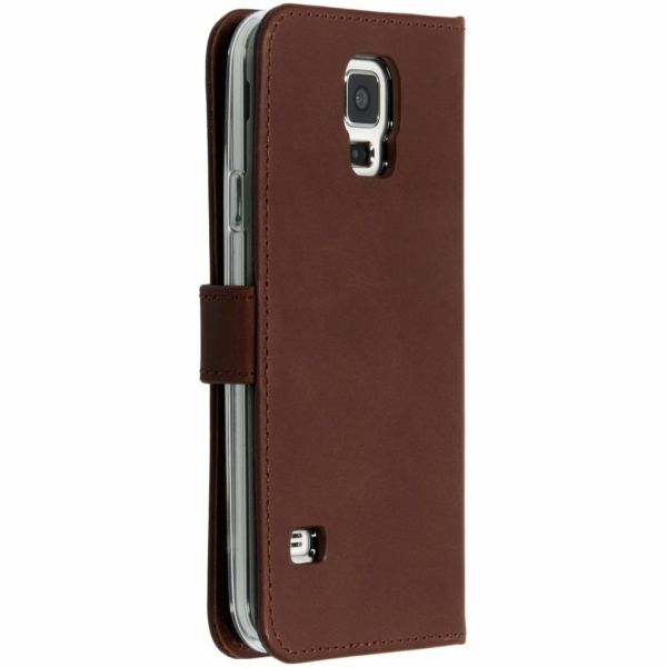 Echt Lederen Booktype Samsung Galaxy S5 (Plus) / Neo - Bruin / Brown