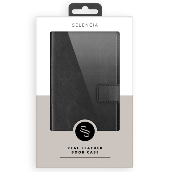 Selencia Echt Lederen Bookcase Samsung Galaxy S10e - Zwart / Schwarz / Black