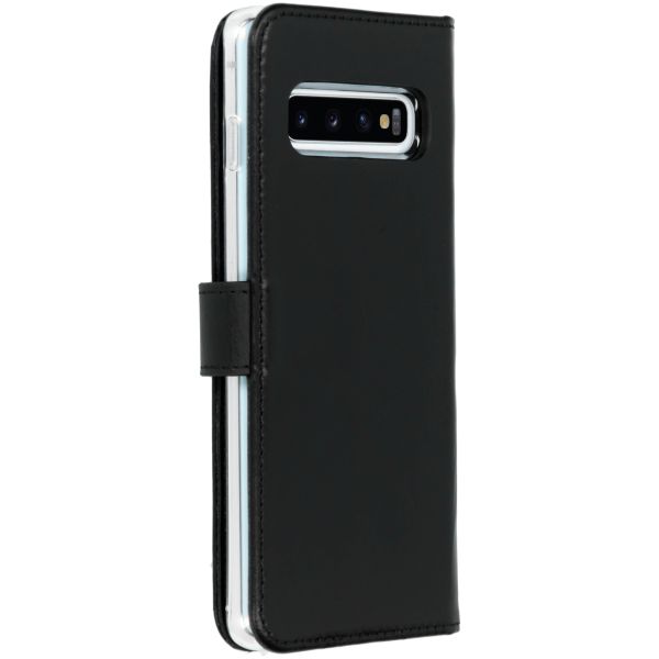 Selencia Echt Lederen Bookcase Samsung Galaxy S10 - Zwart / Schwarz / Black