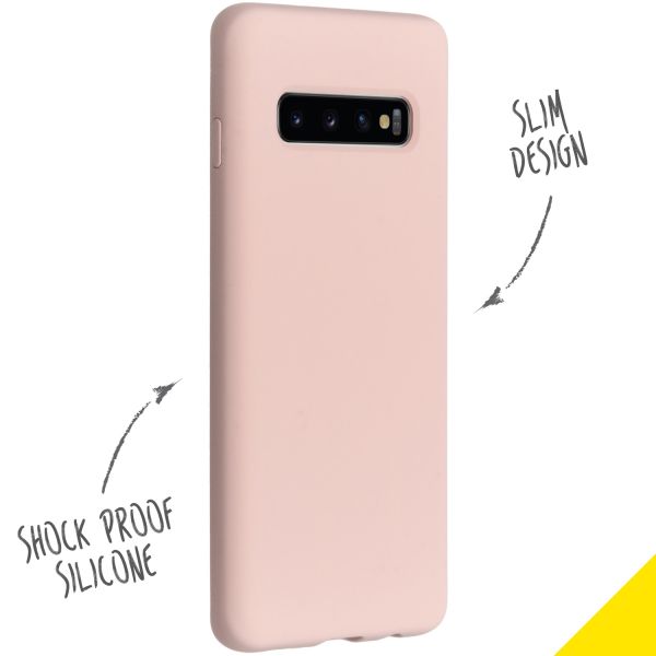 Accezz Liquid Silicone Backcover Samsung Galaxy S10 - Roze / Rosa / Pink