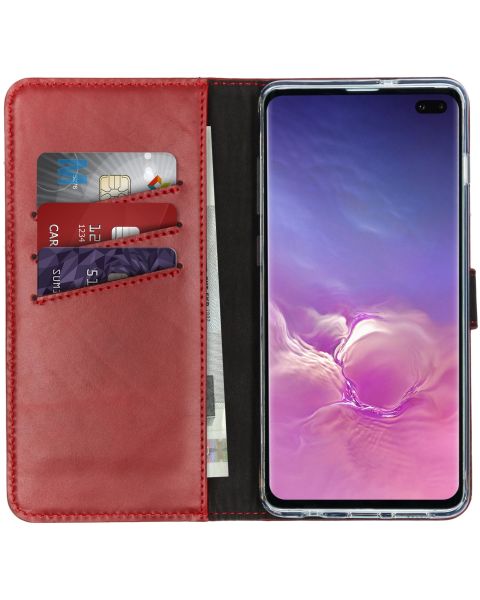 Selencia Echt Lederen Bookcase Samsung Galaxy S10 Plus - Rood / Rot / Red