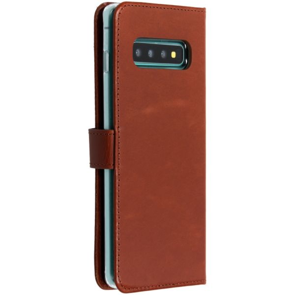 Selencia Echt Lederen Bookcase Samsung Galaxy S10 Plus - Lichtbruin / Hellbraun  / Light Brown