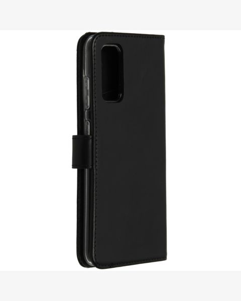 Selencia Echt Lederen Bookcase Samsung Galaxy S20 - Zwart / Schwarz / Black