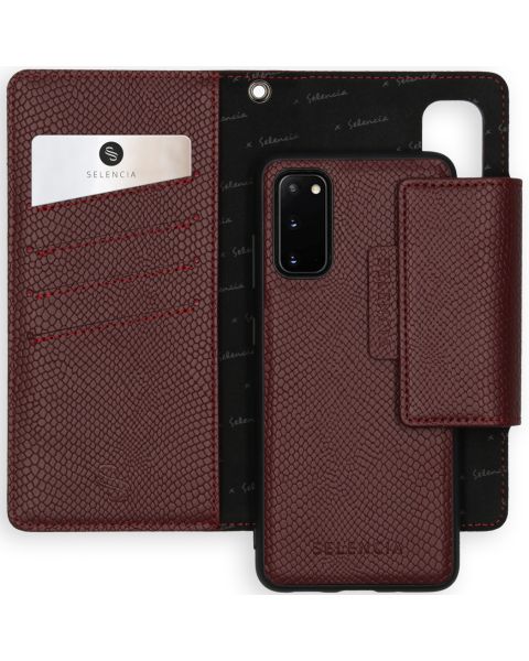 Selencia 2-in-1 Uitneembare Slang Bookcase Galaxy S20 - Donkerrood / Dunkelrot / Dark Red