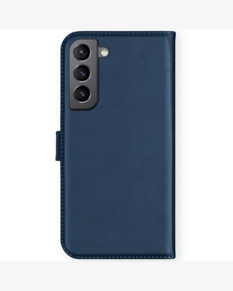 Selencia Echt Lederen Bookcase Samsung Galaxy S21 FE - Blauw / Blau / Blue