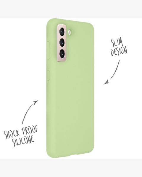 Accezz Liquid Silicone Backcover Samsung Galaxy S21 - Groen / Grün  / Green