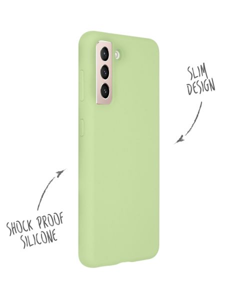Accezz Liquid Silicone Backcover Samsung Galaxy S21 - Groen / Grün  / Green