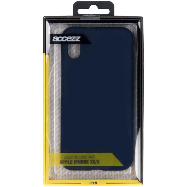 Accezz Liquid Silicone Backcover iPhone Xs / X - Blauw / Blau / Blue