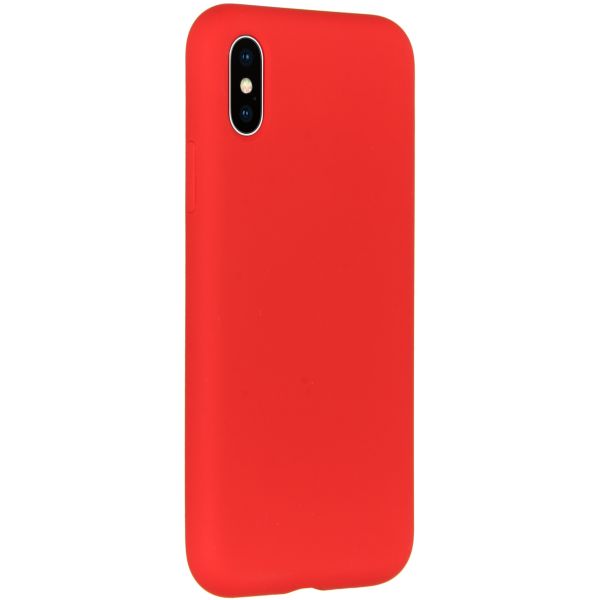 Accezz Liquid Silicone Backcover iPhone Xs / X - Rood / Rot / Red