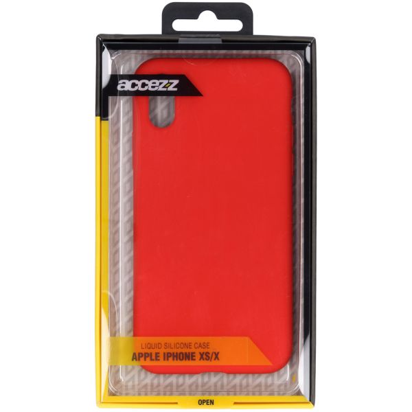 Accezz Liquid Silicone Backcover iPhone Xs / X - Rood / Rot / Red