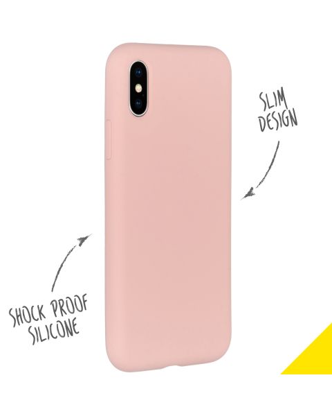 Accezz Liquid Silicone Backcover iPhone Xs / X - Roze / Rosa / Pink