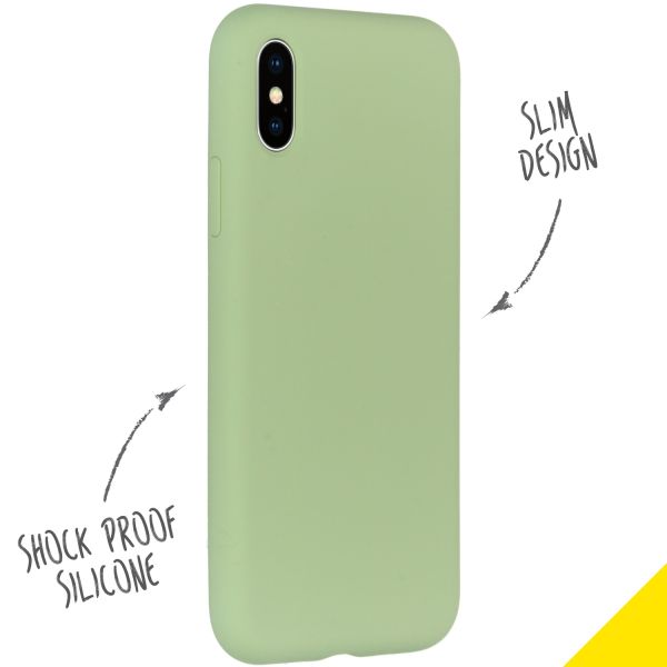 Accezz Liquid Silicone Backcover iPhone Xs / X - Groen / Grün  / Green