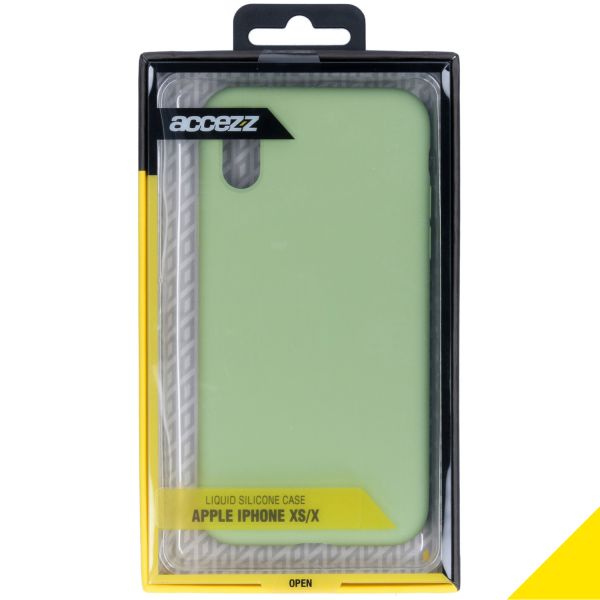 Accezz Liquid Silicone Backcover iPhone Xs / X - Groen / Grün  / Green