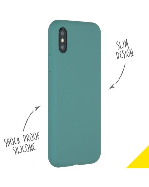 Accezz Liquid Silicone Backcover iPhone Xs / X - Donkergroen / Dunkelgrün  / Dark Green