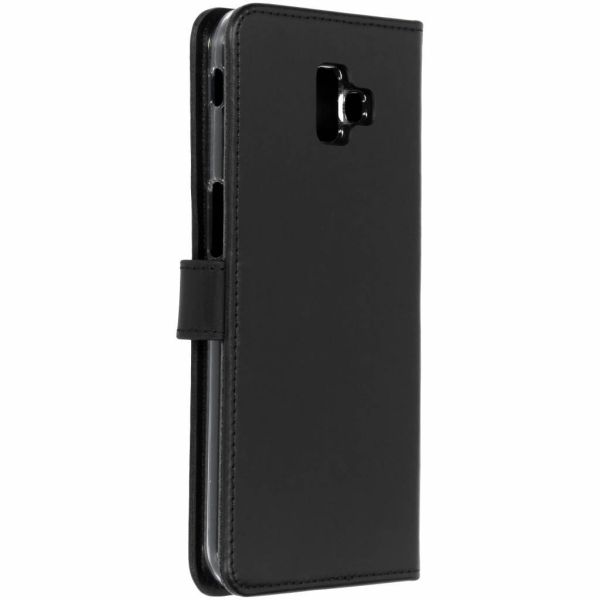 Echt Lederen Booktype Samsung Galaxy J6 Plus - Zwart / Black