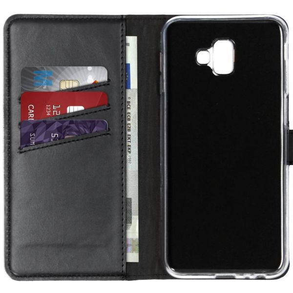 Echt Lederen Booktype Samsung Galaxy J6 Plus - Zwart / Black