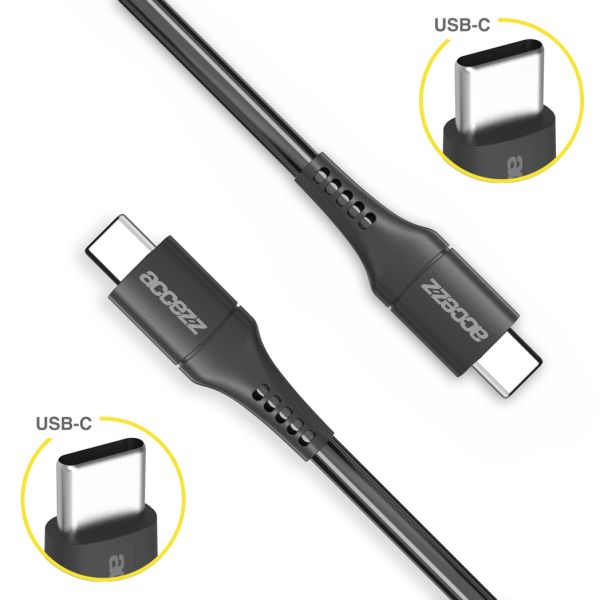 Accezz USB-C naar USB-C kabel - 0,2 meter - Zwart / Schwarz / Black