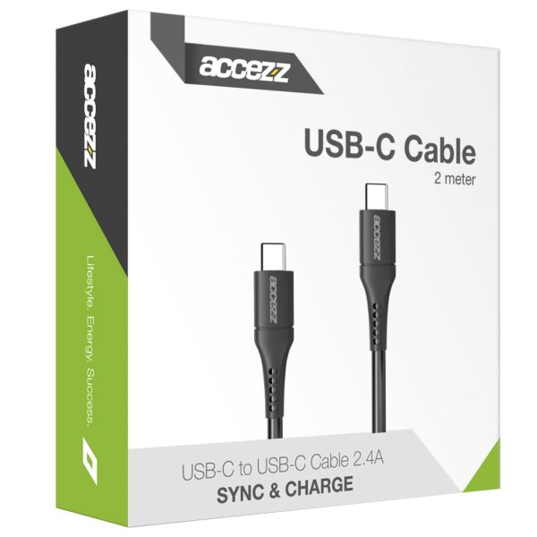 Accezz USB-C naar USB-C kabel - 2 meter - Zwart / Schwarz / Black