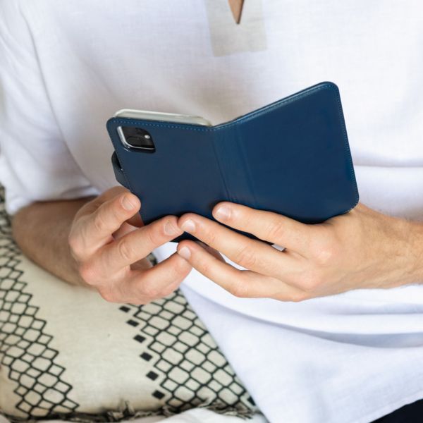 Echt Lederen Booktype Galaxy Note 10 Plus - Blauw - Blauw / Blue