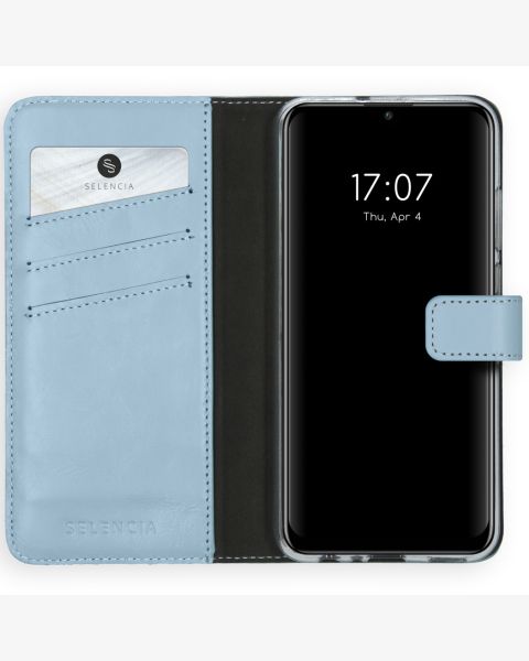 Selencia Echt Lederen Bookcase Huawei P Smart (2020) - Lichtblauw / Hellblau / Light Blue