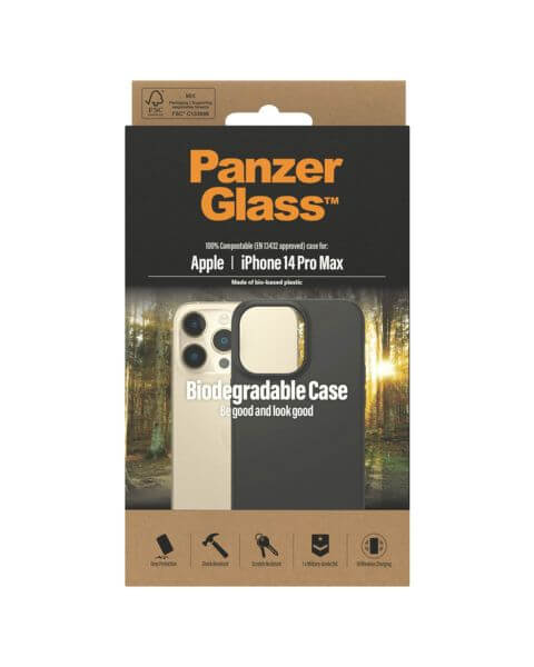 PanzerGlass Biodegradable Backcover iPhone 14 Pro Max - Zwart / Schwarz / Black