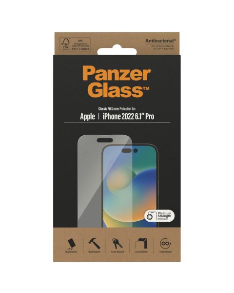 PanzerGlass Anti-Bacterial Screenprotector iPhone 14 Pro