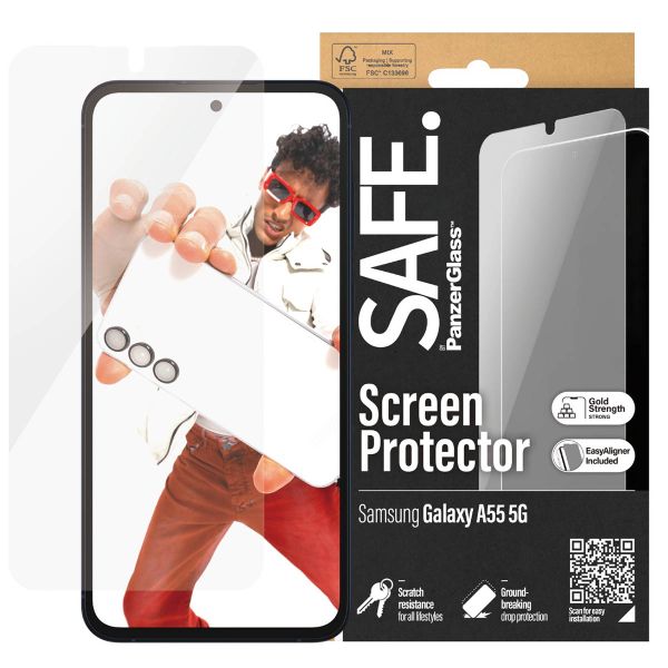 PanzerGlass SAFE Ultra-Wide Fit Screenprotector incl. applicator Samsung Galaxy A55