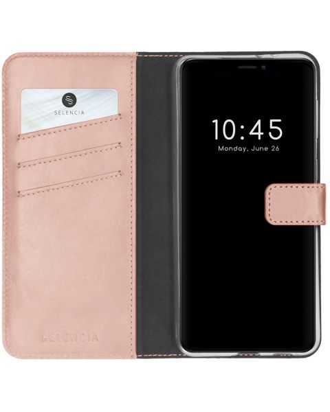 Selencia Echt Lederen Bookcase iPhone 13 - Roze / Rosa / Pink