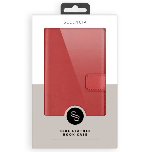 Selencia Echt Lederen Bookcase iPhone 13 Mini - Rood / Rot / Red