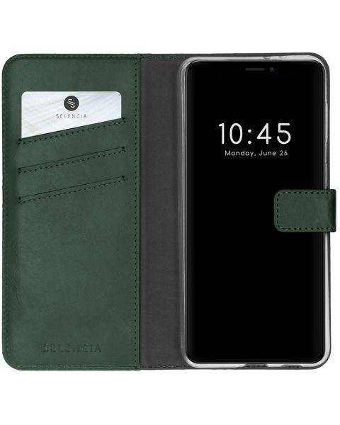 Selencia Echt Lederen Bookcase iPhone 13 Pro - Groen / Grün  / Green