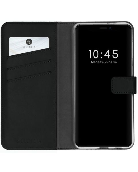 Selencia Echt Lederen Bookcase iPhone 13 Pro - Zwart / Schwarz / Black